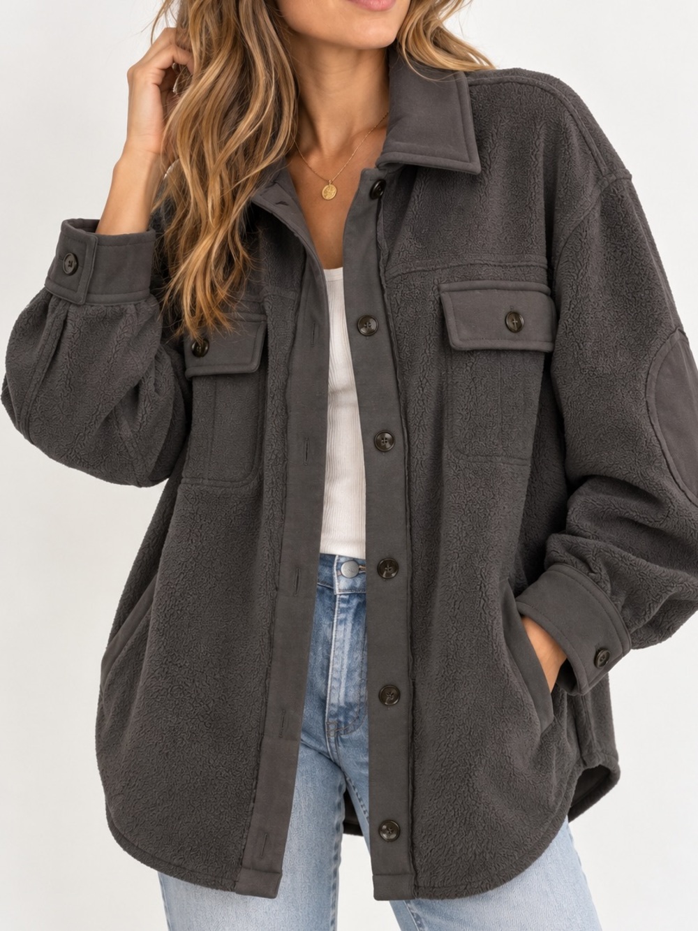In Loom Charcoal Gray Fleece Utility Jacket Size L Barn Chore